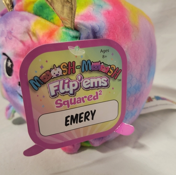 Moosh Moosh Emery Flip Em Squared Reversible Rainbow Plush Stuffed Animal Toy - Picture 3 of 7